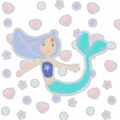 Pastel Periwinkle Mermaid Princess Seashells Pearl Sticker (Voorkant)