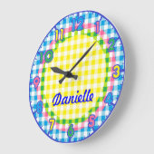 Pastel personnalisé À damiers Enfants Horloge avec (Angle)
