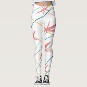 Pastel Perzik Blauw Geel Koraal Roze Abstract Leggings