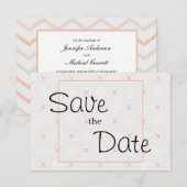 Pastel Perzik en Crème Geometrisch Save The Date (Voorkant / Achterkant)