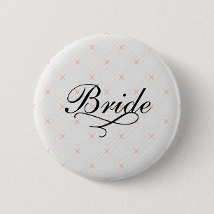 Pastel Perzik en Crème Geometrische Bruid Ronde Button 5,7 Cm