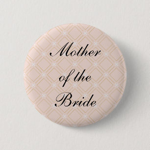Pastel Perzik en Gouden Geometrische Moeder van de Ronde Button 5,7 Cm