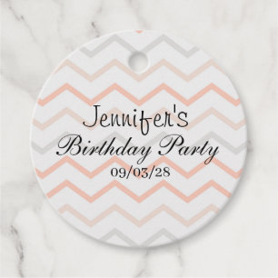 Pastel Perzik en Grijs Zig Zag Bedankjes Labels