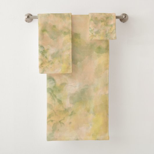Pastel Perzik en Groen Gemarmerd Bad Handdoek (Insitu)