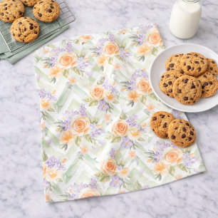 Pastel Perzik Lavendel Salie Bloem Keukenhanddoek