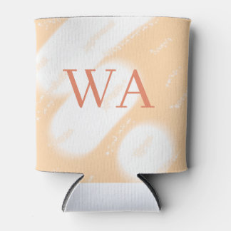 Pastel perzik oranje witte monogram retro vette na blikjeskoeler