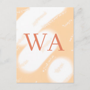 Pastel perzik oranje witte monogram retro vette na briefkaart