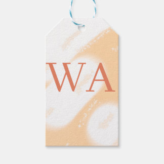 Pastel perzik oranje witte monogram retro vette na cadeaulabel