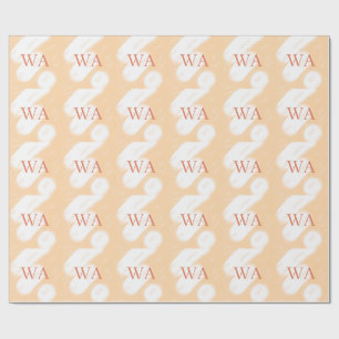 Pastel perzik oranje witte monogram retro vette na cadeaupapier
