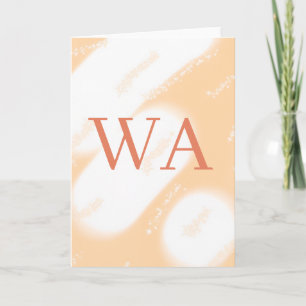Pastel perzik oranje witte monogram retro vette na kaart