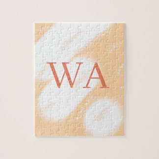 Pastel perzik oranje witte monogram retro vette na legpuzzel