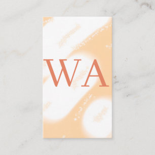 Pastel perzik oranje witte monogram retro vette na visitekaartje
