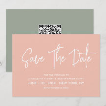 Pastel Perzik & Sage Groene Kalligrafie Scan QR Co