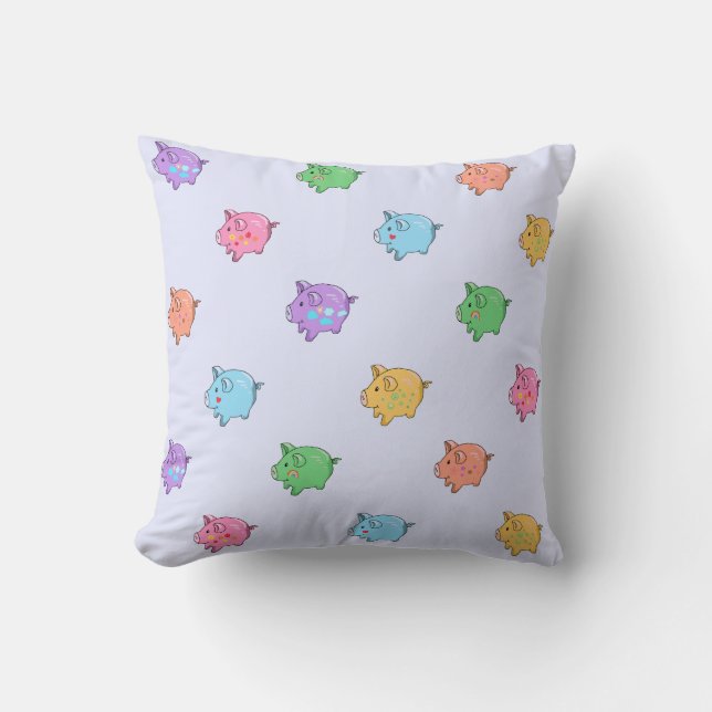 Pastel Pig Pattern Kussen (Voorkant)