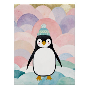 Pastel Pinguïn Piek Perfect Poster
