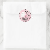 Pastel Pink 1er Anniversaire Sticker Rond Hallowee (Sac)