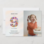 Pastel Pink 9e anniversaire Floral Invitation phot (Devant)
