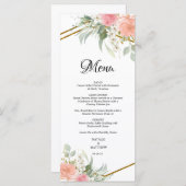 Pastel Pink and Gold Wedding Menus Menu (Voorkant / Achterkant)
