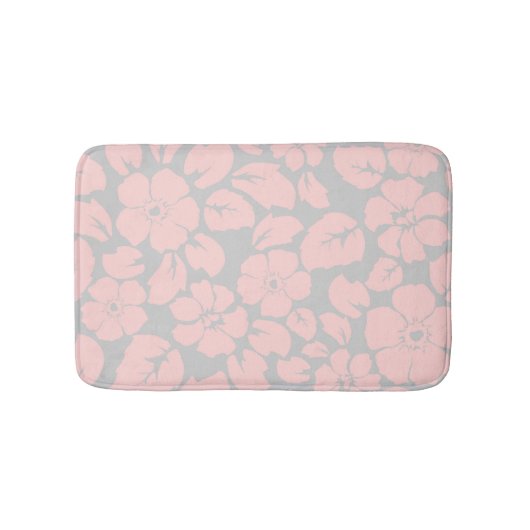 Pastel Pink and Grey Floral Monogram Badmat (Voorkant)