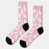 Pastel Pink And White Bunny Pattern Cute Easter Sokken (Links)
