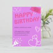 Pastel Pink Anniversaire Bliss invitations (Debout devant)