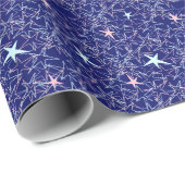 Pastel Pink Aqua Stars Blue Sky Cadeaupapier (Rol Hoek)