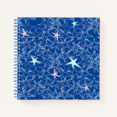 Pastel Pink Aqua Stars sur Blue Sketchbook Journal (Devant)