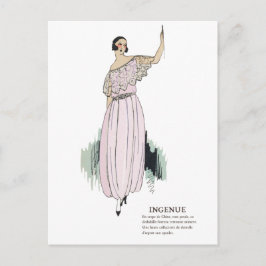 Pastel Pink Art Deco 1920s Mode Illustratie Po Briefkaart