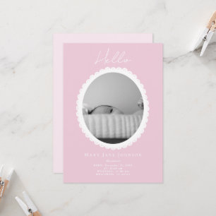 Pastel Pink Baby Faire-part de naissance Card