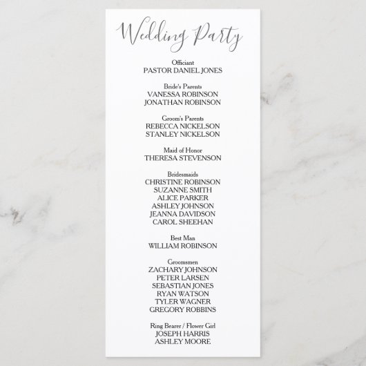 Pastel Pink Black Wedding Programme (Dos)