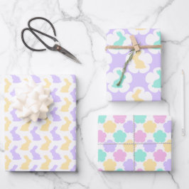 PASTEL PINK BLAUW PAARSE GROENE EENVOUDIGE BUNNEN INPAKPAPIER VEL