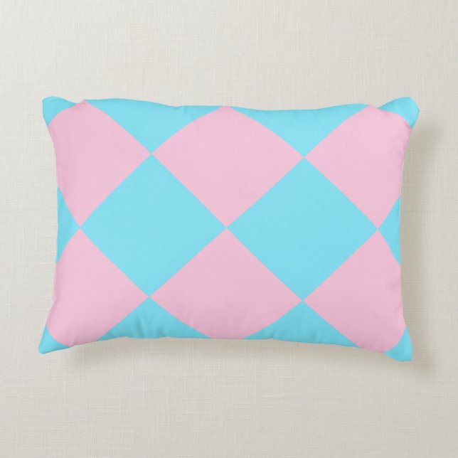Pastel Pink Blue À damiers Dango Accent Coussin (Dos)