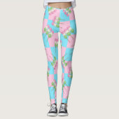 Pastel Pink Blue À damiers Dango Leggings (Devant)