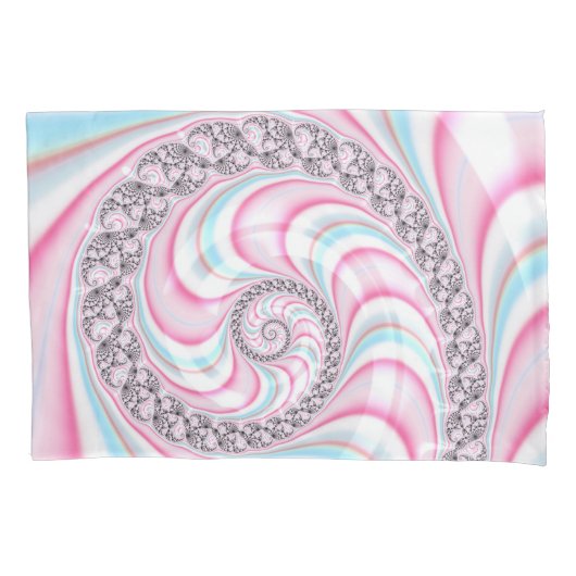 Pastel Pink Blue Candy Cane Spiral Fractal Kussensloop (Voorkant)