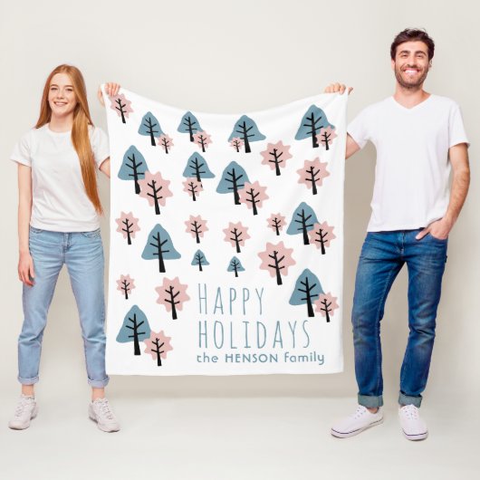 Pastel Pink Blue Cookie Bell Star Trees Kerstmis Fleece Deken (In situ)