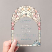 Pastel pink blue floral acrylic invitation (In situ (ordinateur de poche))