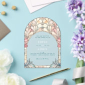 Pastel pink blue floral acrylic invitation (Insitu (Mariage))