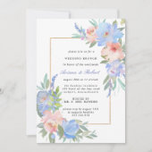 Pastel Pink Blue Floral Wedding Brunch Kaart (Voorkant)