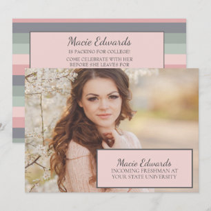Pastel Pink Blue Green Photo College Trunk Party Kaart