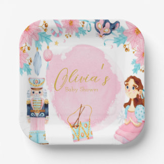 Pastel Pink Blue  Nutkraker Baby shower Papieren Bordje