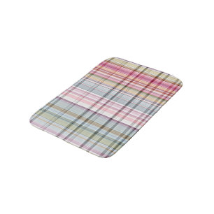 Pastel Pink Blue Retro Tartan Patroon Badmat