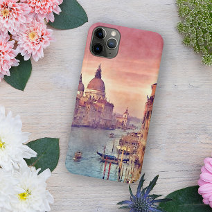 Pastel Pink Blue Venice Canal Grande Waterverf iPhone XS Max Hoesje