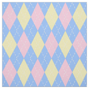 Pastel Pink Blue Yellow Argyle Patroon Stof