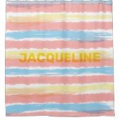 Pastel Pink Blue Yellow Stripes YELLOW NAAM Douchegordijn (Voorkant)