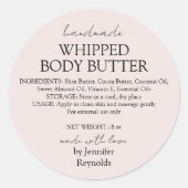 Pastel Pink Body Butter Organic Business Classic Ronde Sticker (Voorkant)