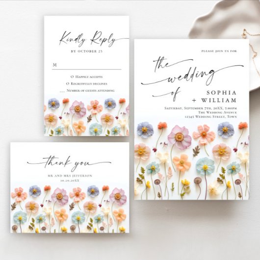 Pastel Pink Boho Fleur sauvage carte de jeu nuptia