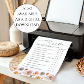 Pastel Pink Boho Fleur sauvage carte de jeu nuptia