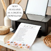 Pastel Pink Boho Fleur sauvage carte de jeu nuptia