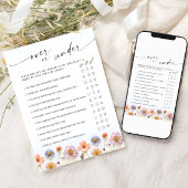 Pastel Pink Boho Fleur sauvage carte de jeu nuptia