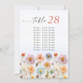 Pastel Pink Boho Fleur sauvage Numéro de table du (Devant)